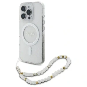 Etui Guess GUHMP16LHGCRELST Apple iPhone 16 Pro hardcase IML Glitter With Pearl Strap MagSafe przeźroczysty/transparent