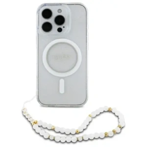Etui Guess GUHMP16LHGCRELST Apple iPhone 16 Pro hardcase IML Glitter With Pearl Strap MagSafe przeźroczysty/transparent