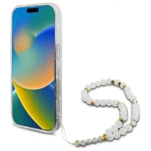 Etui Guess GUHMP16LHGCRELST Apple iPhone 16 Pro hardcase IML Glitter With Pearl Strap MagSafe przeźroczysty/transparent