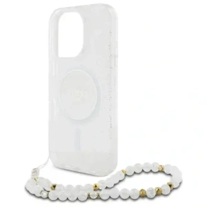Etui Guess GUHMP16LHGCRELST Apple iPhone 16 Pro hardcase IML Glitter With Pearl Strap MagSafe przeźroczysty/transparent