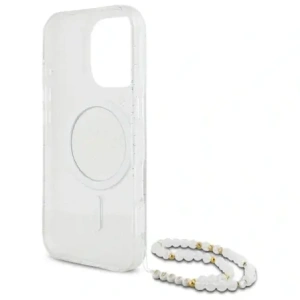 Etui Guess GUHMP16LHGCRELST Apple iPhone 16 Pro hardcase IML Glitter With Pearl Strap MagSafe przeźroczysty/transparent