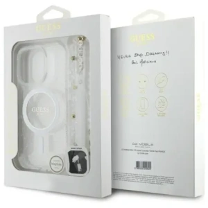 Etui Guess GUHMP16LHGCRELST Apple iPhone 16 Pro hardcase IML Glitter With Pearl Strap MagSafe przeźroczysty/transparent