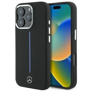 Hurtownia GSM - Etui Mercedes MEHMP16L23SUMBK Apple iPhone 16 Pro hardcase Silicone Blue Stripe MagSafe czarny/black - MRS251 - {ean13} - Hurt