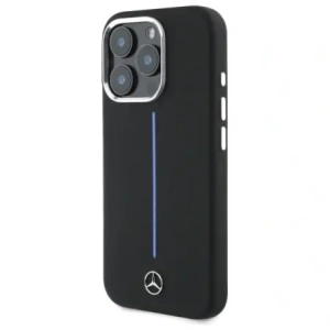 Hurtownia GSM - Etui Mercedes MEHMP16L23SUMBK Apple iPhone 16 Pro hardcase Silicone Blue Stripe MagSafe czarny/black - MRS251 - {ean13} - Hurt