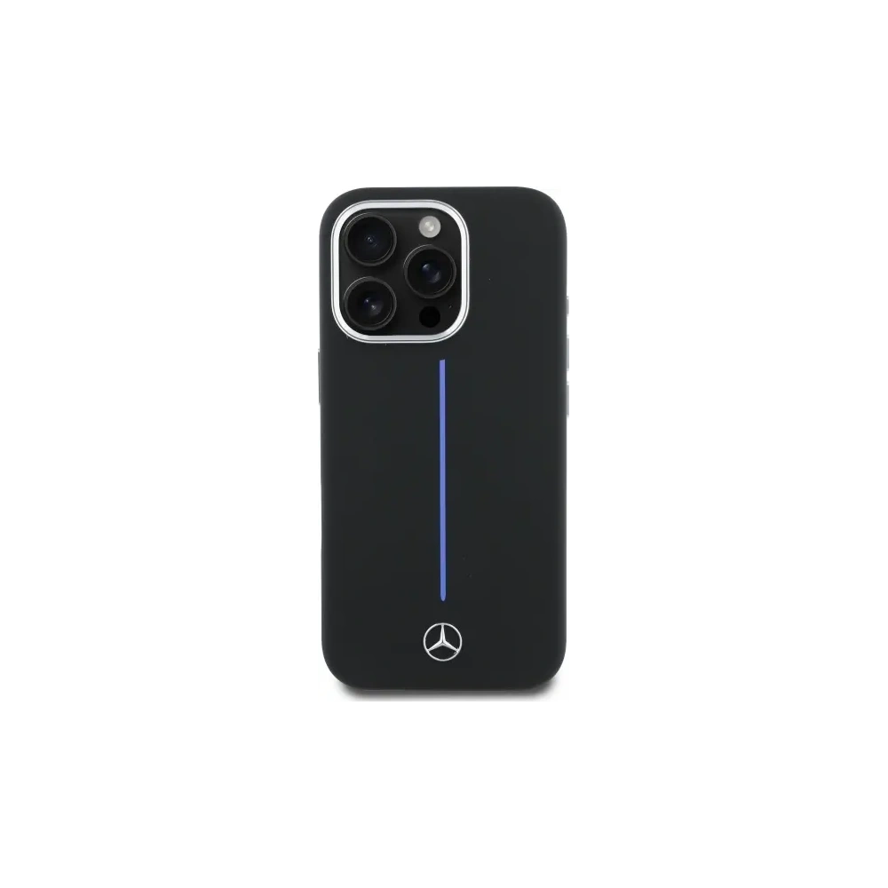 Hurtownia GSM - Etui Mercedes MEHMP16L23SUMBK Apple iPhone 16 Pro hardcase Silicone Blue Stripe MagSafe czarny/black - MRS251 - {ean13} - Hurt