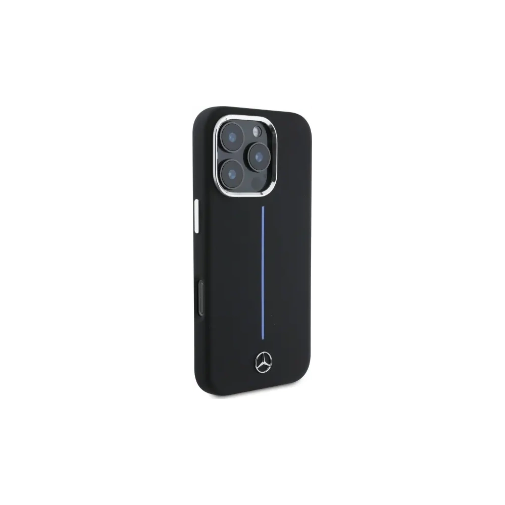 Hurtownia GSM - Etui Mercedes MEHMP16L23SUMBK Apple iPhone 16 Pro hardcase Silicone Blue Stripe MagSafe czarny/black - MRS251 - {ean13} - Hurt