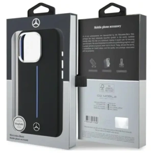 Hurtownia GSM - Etui Mercedes MEHMP16L23SUMBK Apple iPhone 16 Pro hardcase Silicone Blue Stripe MagSafe czarny/black - MRS251 - {ean13} - Hurt