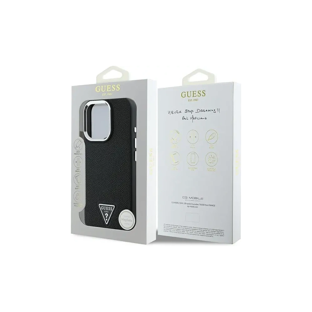 Hurtownia GSM - Guess GUHMP16LPGTSPSK Apple iPhone 16 Pro hardcase Grained Triangle MagSafe negru - GUE4127 - {ean13} - Hurt
