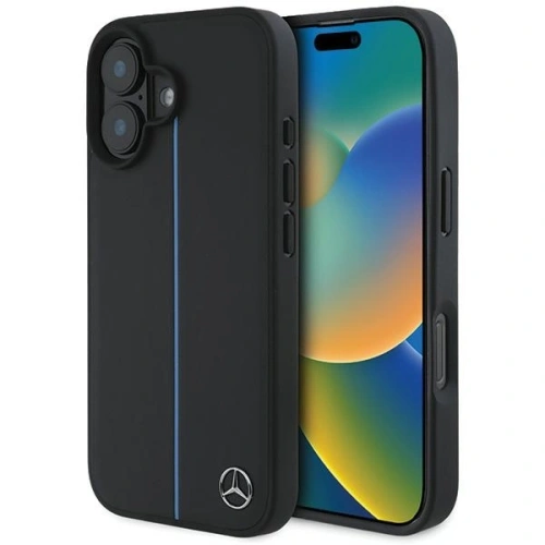 Etui Mercedes MEHMP16S23RURBK Apple iPhone 16 hardcase MB Blue Line Leather MagSafe czarny/black