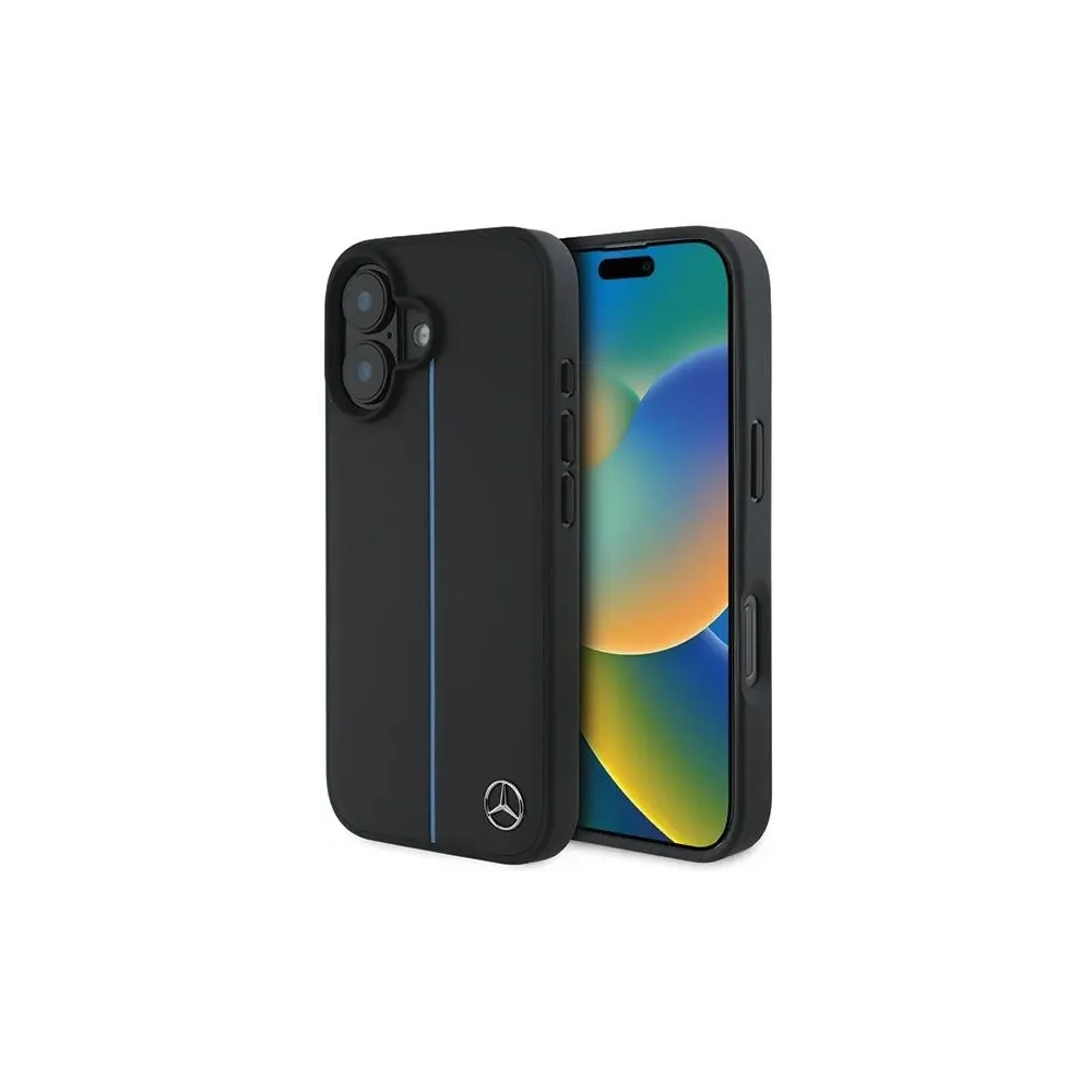 Hurtownia GSM - Mercedes MEHMP16S23RURBK Apple iPhone 16 keménytok MB Blue Line Leather MagSafe fekete - MRS259 - {ean13} - Hurt