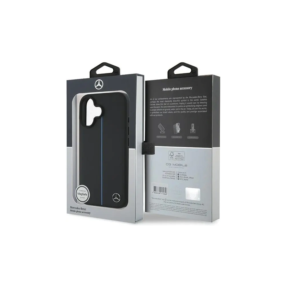 Hurtownia GSM - Mercedes MEHMP16S23RURBK Apple iPhone 16 husă din plastic MB Blue Line Leather MagSafe neagră - MRS259 - {ean13} - Hurt