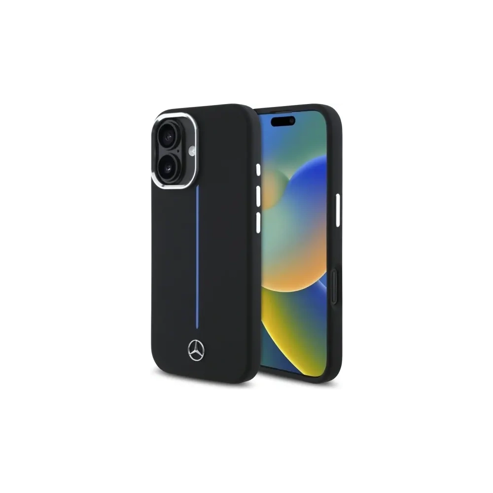 Hurtownia GSM - Mercedes MEHMP16S23SUMBK Apple iPhone 16 kemény tok Szilikon Kék Csík MagSafe fekete - MRS260 - {ean13} - Hurt