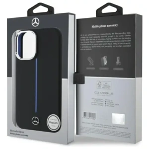 Hurtownia GSM - Etui Mercedes MEHMP16S23SUMBK Apple iPhone 16 hardcase Silicone Blue Stripe MagSafe czarny/black - MRS260 - {ean13} - Hurt