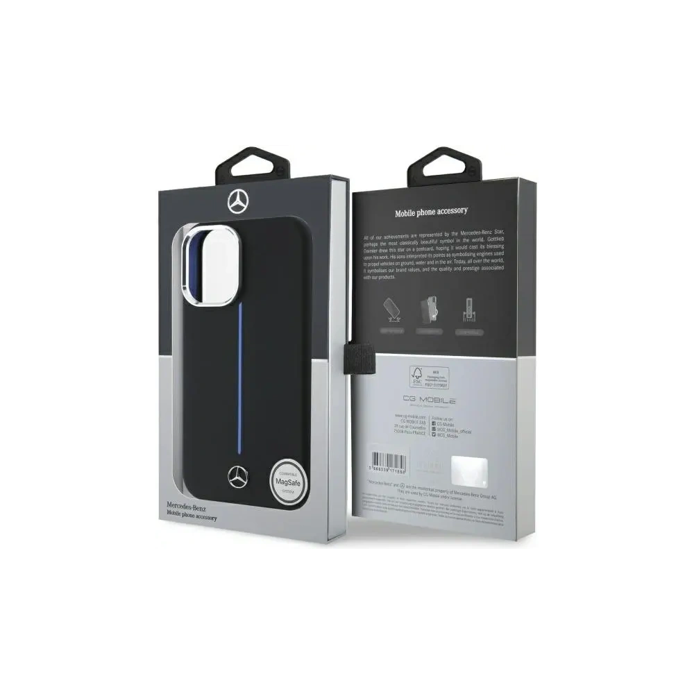 Hurtownia GSM - Mercedes MEHMP16S23SUMBK Apple iPhone 16 Hardcase Silikon Blau Streifen MagSafe Schwarz - MRS260 - {ean13} - Hurt