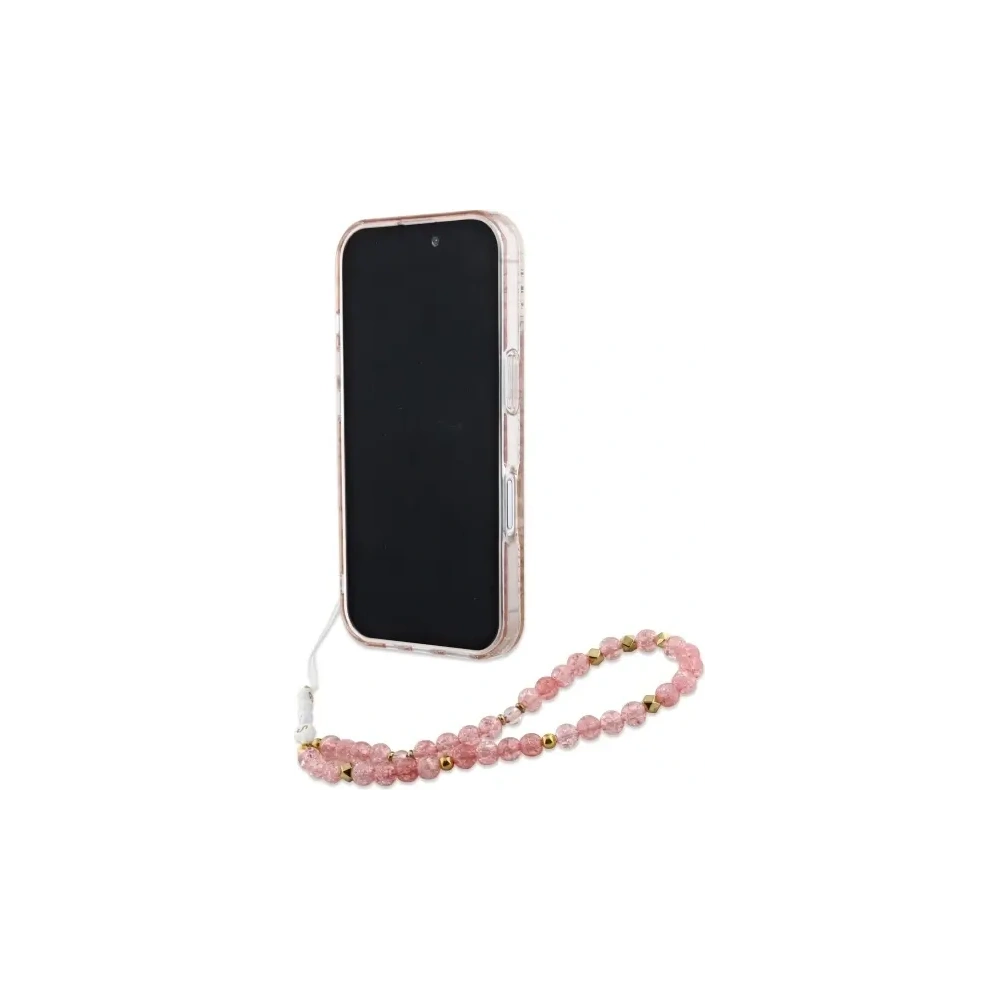 Hurtownia GSM - Guess GUHMP16MHCPOFPP Apple iPhone 16 Plus kemény tok IML Virágok Teljesen Elektromos Gyöngy Pánt MagSafe rózsaszín - GUE4136 - {ean13} - Hurt