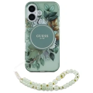 Hurtownia GSM - Guess GUHMP16MHFWBRCESN Apple iPhone 16 Plus keménytok IML Virágok Gyöngy Pánt MagSafe zöld - GUE4137 - {ean13} - Hurt
