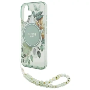 Hurtownia GSM - Guess GUHMP16MHFWBRCESN Apple iPhone 16 Plus keménytok IML Virágok Gyöngy Pánt MagSafe zöld - GUE4137 - {ean13} - Hurt