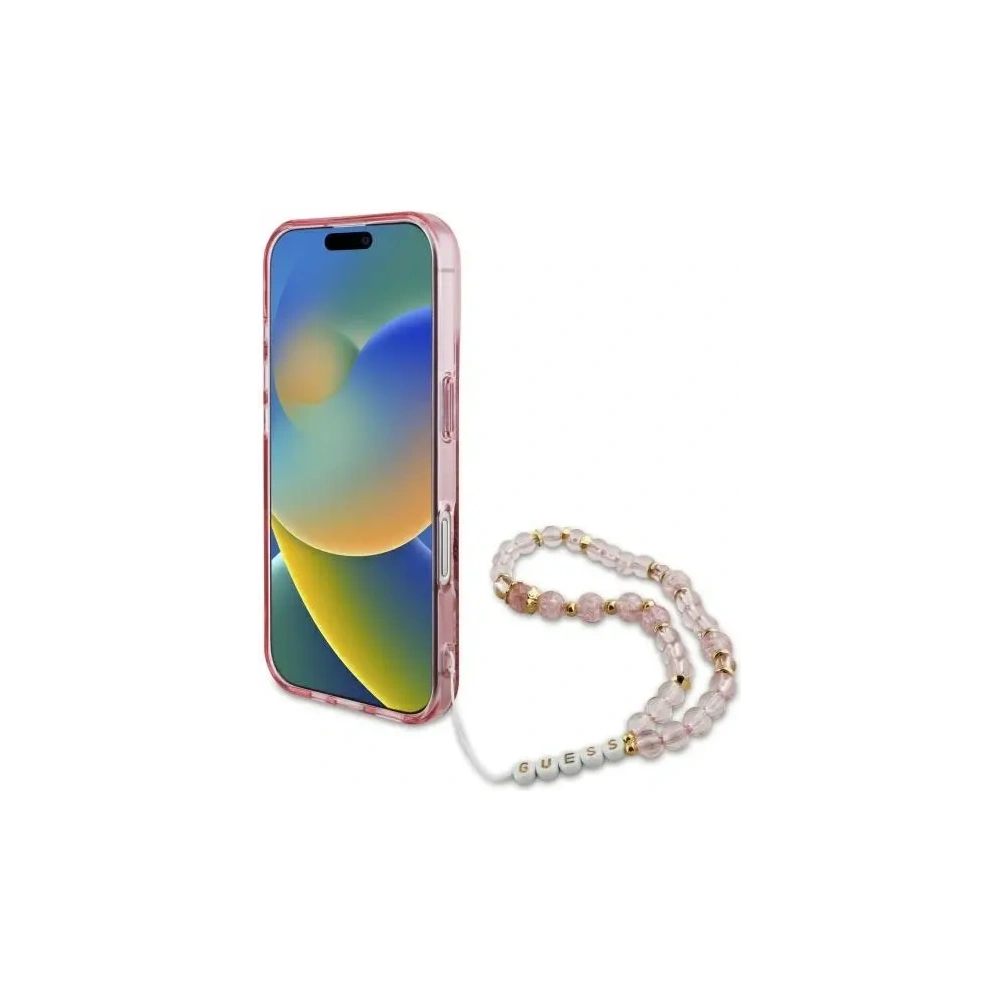 Hurtownia GSM - Guess GUHMP16MHFWBRCESP Apple iPhone 16 Plus kemény tok IML Virágok gyöngy pánttal MagSafe rózsaszín - GUE4138 - {ean13} - Hurt