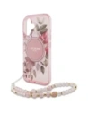 Wholesale Guess GUHMP16MHFWBRCESP Apple iPhone 16 Plus hardcase IML Flowers With Pearl Strap MagSafe pink - GUE4138 - {ean13} - Hurt