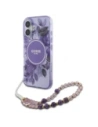 Guess GUHMP16MHFWBRCESU Apple iPhone 16 Plus kemény tok IML Virágok gyöngy pánttal MagSafe lila