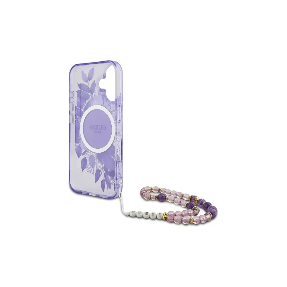 Hurtownia GSM - Guess GUHMP16MHFWBRCESU Apple iPhone 16 Plus kemény tok IML Virágok gyöngy pánttal MagSafe lila - GUE4139 - {ean13} - Hurt