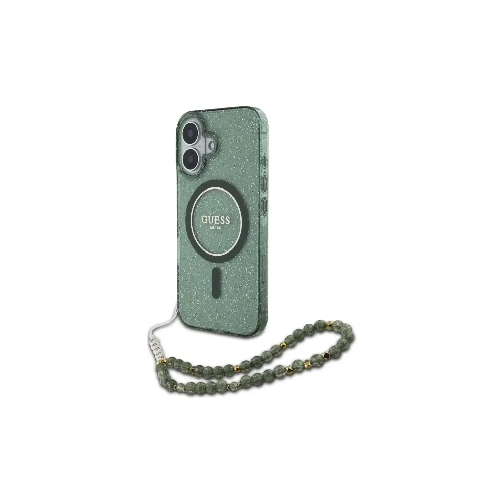Hurtownia GSM - Guess GUHMP16MHGCRELSA Apple iPhone 16 Plus keménytok IML Glitter gyöngy pánttal MagSafe zöld - GUE4140 - {ean13} - Hurt