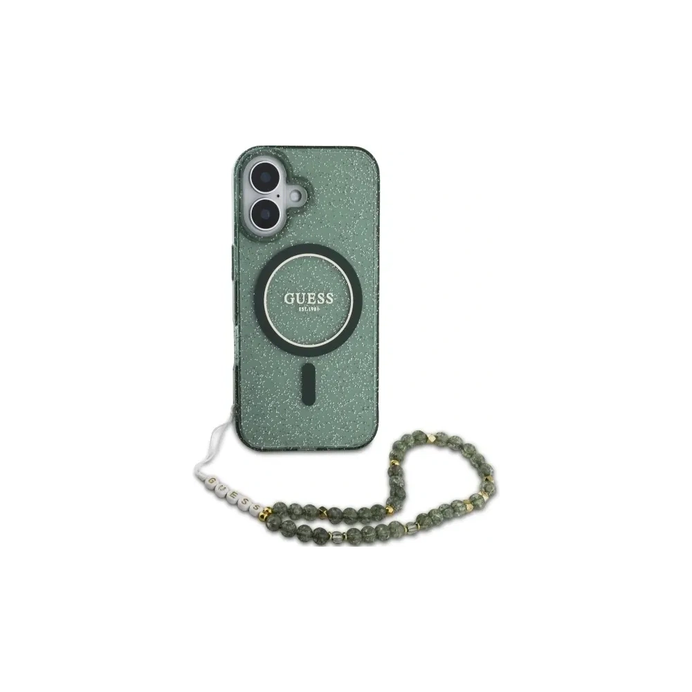 Hurtownia GSM - Guess GUHMP16MHGCRELSA Apple iPhone 16 Plus keménytok IML Glitter gyöngy pánttal MagSafe zöld - GUE4140 - {ean13} - Hurt