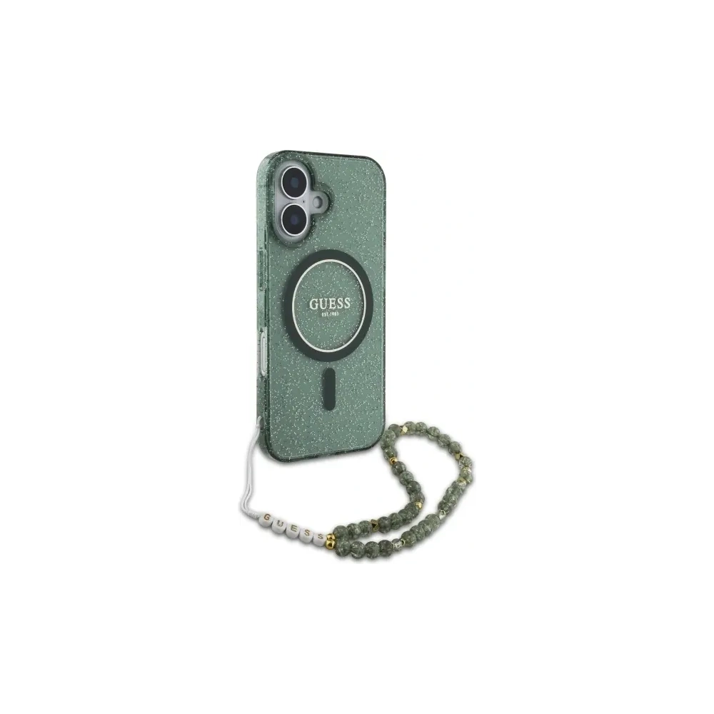 Hurtownia GSM - Guess GUHMP16MHGCRELSA Apple iPhone 16 Plus keménytok IML Glitter gyöngy pánttal MagSafe zöld - GUE4140 - {ean13} - Hurt