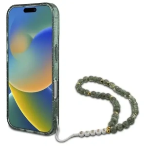 Wholesale Guess GUHMP16MHGCRELSA Apple iPhone 16 Plus hardcase IML Glitter With Pearl Strap MagSafe green - GUE4140 - {ean13} - Hurt