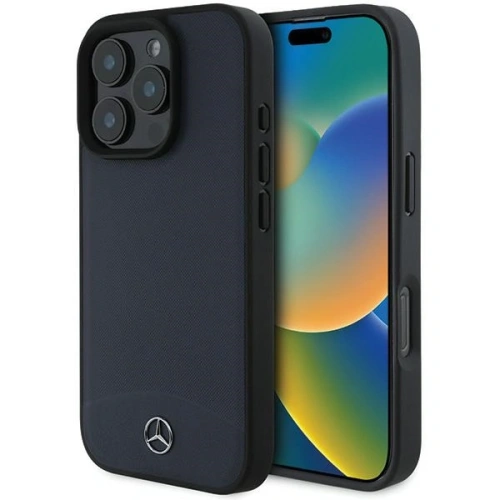 Etui Mercedes MEHMP16X23RBARV Apple iPhone 16 Pro Max hardcase Textured And Plain Leather MagSafe granatowy/navy