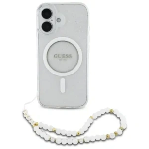 Wholesale Guess GUHMP16MHGCRELST Apple iPhone 16 Plus hardcase IML Glitter With Pearl Strap MagSafe transparent - GUE4141 - {ean13} - Hurt