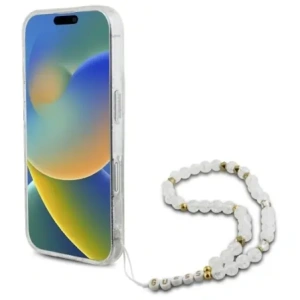 Hurtownia GSM - Guess GUHMP16MHGCRELST Apple iPhone 16 Plus kemény tok IML csillogó gyöngy pánttal MagSafe átlátszó - GUE4141 - {ean13} - Hurt