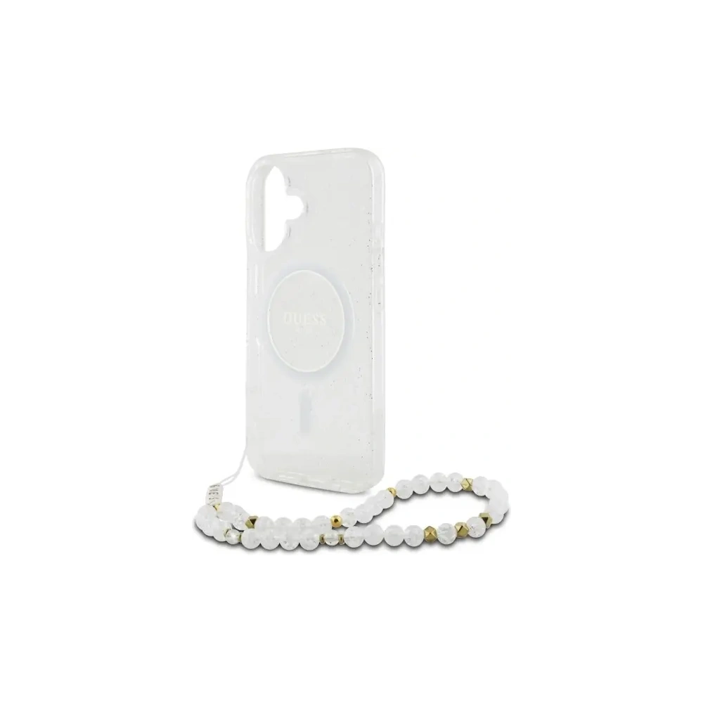 Hurtownia GSM - Guess GUHMP16MHGCRELST Apple iPhone 16 Plus husă dură IML Glitter cu curea din perlă MagSafe transparentă - GUE4141 - {ean13} - Hurt