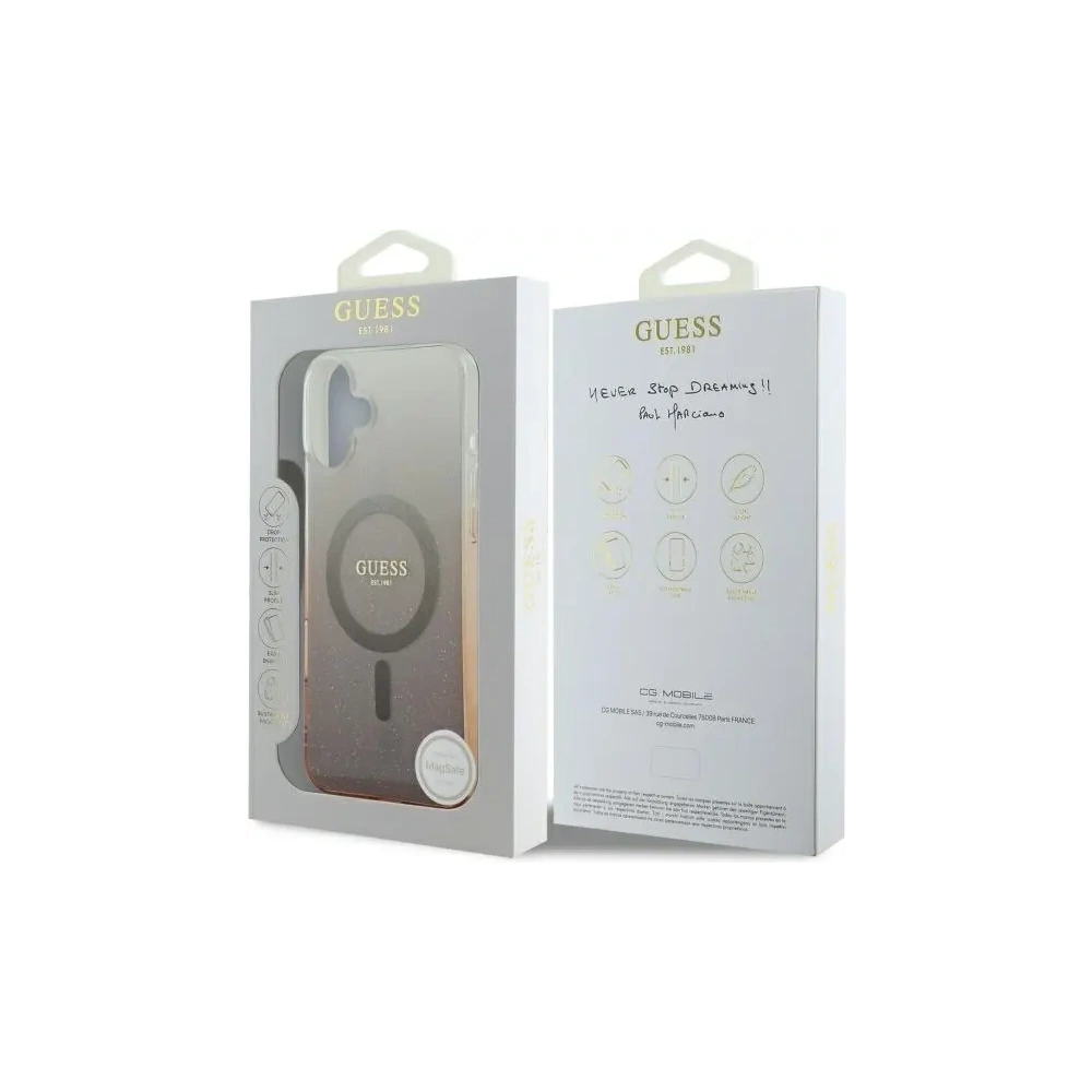 Wholesale Guess GUHMP16MHGRCELW Apple iPhone 16 Plus hardcase IML Glitter Gradient MagSafe brown - GUE4143 - {ean13} - Hurt