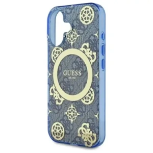 Etui Guess GUHMP16SH4PYEEB Apple iPhone 16 hardcase IML Peony On 4G Background MagSafe niebieski/blue