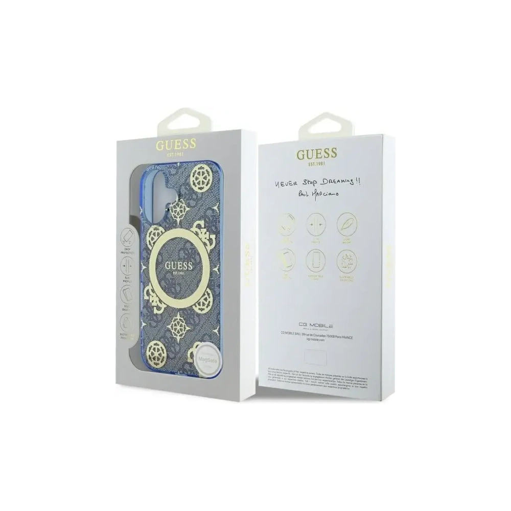 Hurtownia GSM - Etui Guess GUHMP16SH4PYEEB Apple iPhone 16 hardcase IML Peony On 4G Background MagSafe niebieski/blue - GUE4145 - {ean13} - Hurt