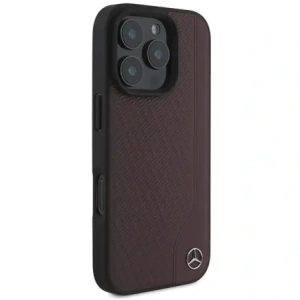 Mercedes MEHMP16X23RBGVR Apple iPhone 16 Pro Max kemény tok MB Fa Imitáció Bőr MagSafe piros