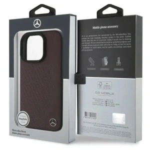 Mercedes MEHMP16X23RBGVR Apple iPhone 16 Pro Max kemény tok MB Fa Imitáció Bőr MagSafe piros