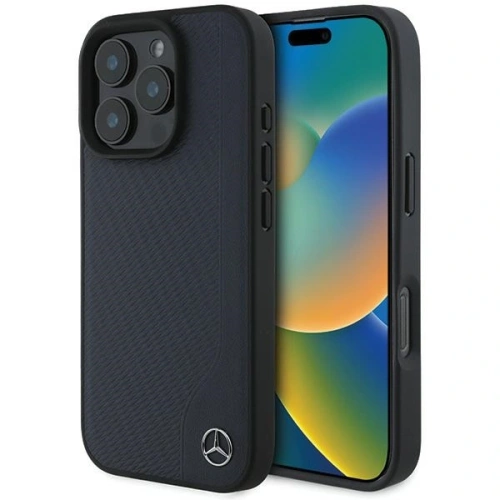 Etui Mercedes MEHMP16X23RBGVV Apple iPhone 16 Pro Max hardcase MB Wood Imitation Leather MagSafe granatowy/navy