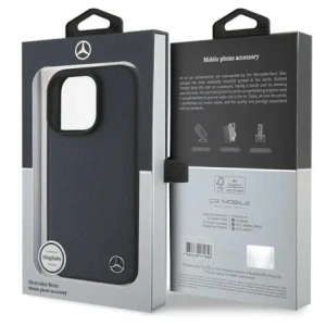 Mercedes MEHMP16X23RBGVV Apple iPhone 16 Pro Max keménytok MB Fa Imitációs Bőr MagSafe sötétkék