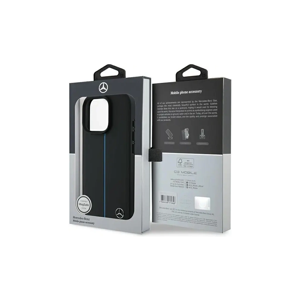 Hurtownia GSM - Mercedes MEHMP16X23RURBK Apple iPhone 16 Pro Max Hülle MB Blue Line Leder MagSafe schwarz - MRS274 - {ean13} - Hurt