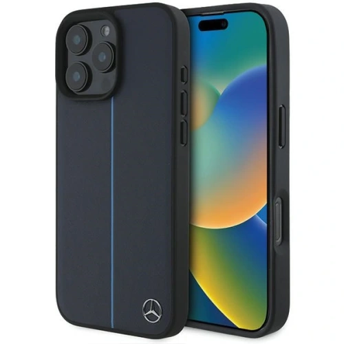 Etui Mercedes MEHMP16X23RURBV Apple iPhone 16 Pro Max hardcase MB Blue Line Leather MagSafe granatowy/navy