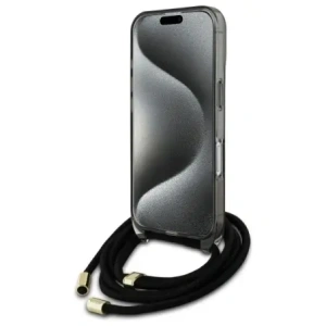 Etui Guess GUHMP16SHCTSGNSK Apple iPhone 16 hardcase Crossbody Cord Script MagSafe czarny/black