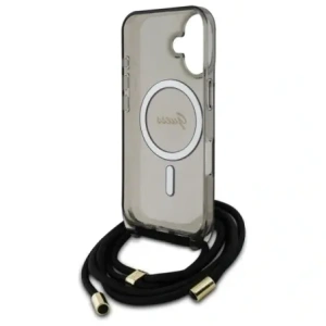 Etui Guess GUHMP16SHCTSGNSK Apple iPhone 16 hardcase Crossbody Cord Script MagSafe czarny/black