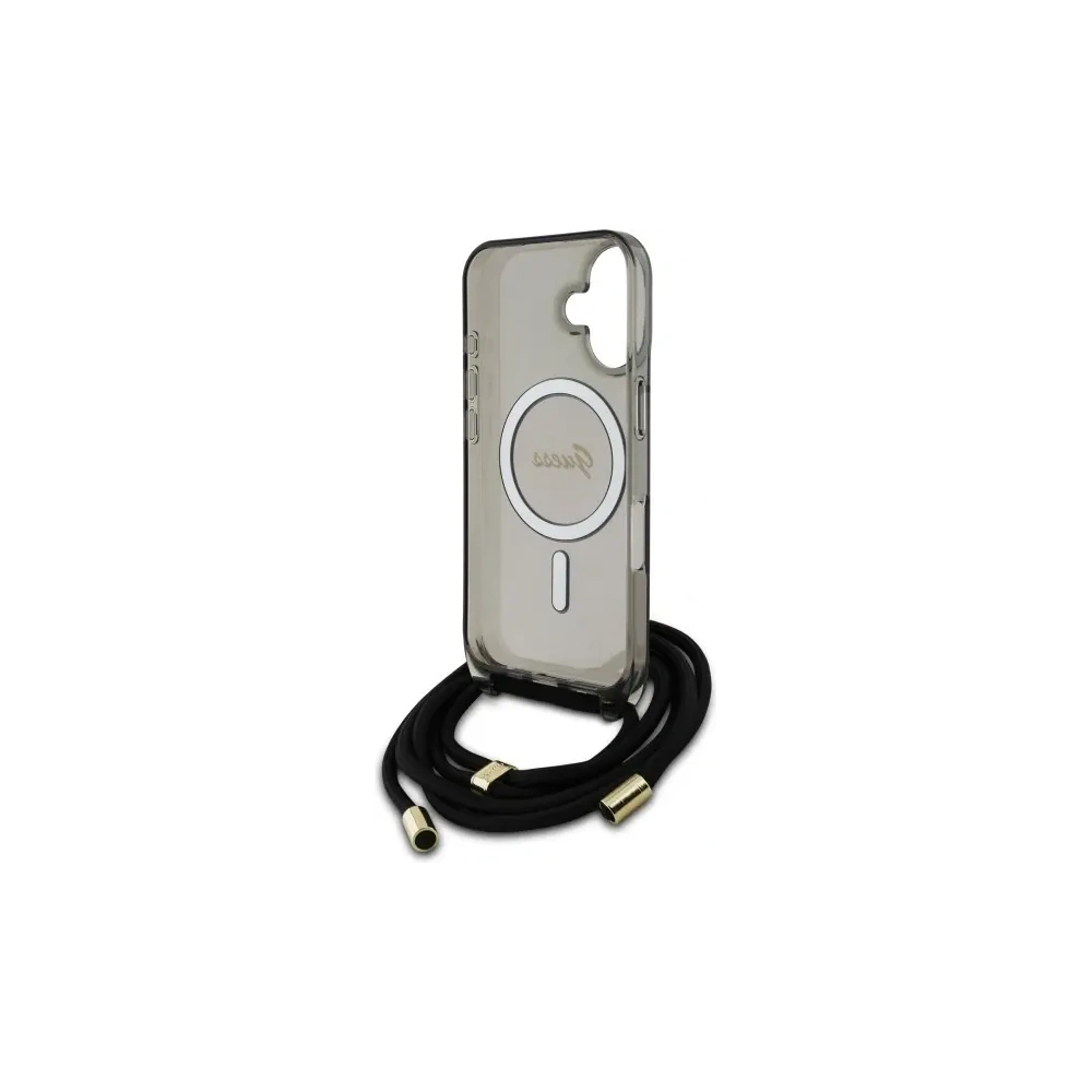 Hurtownia GSM - Etui Guess GUHMP16SHCTSGNSK Apple iPhone 16 hardcase Crossbody Cord Script MagSafe černý/black - GUE4150 - {ean13} - Hurt