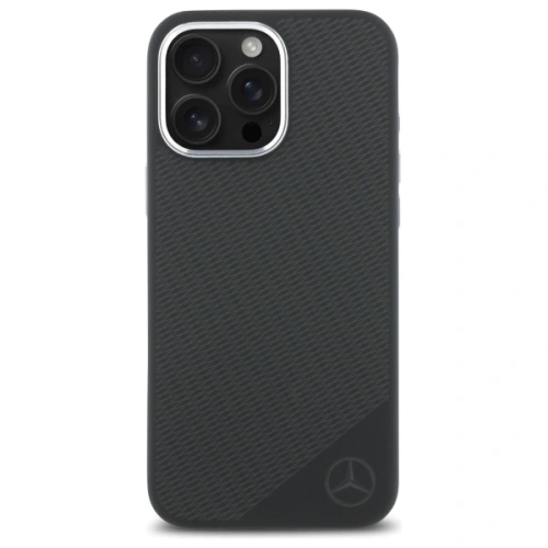 Etui Mercedes MEHMP16X23SUGDK Apple iPhone 16 Pro Max hardcase Silicone Tonal Logo Wood Pattern MagSafe czarny/black