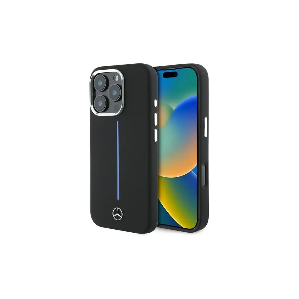 Hurtownia GSM - Mercedes MEHMP16X23SUMBK Apple iPhone 16 Pro Max Hartschale Silikon Blau Streifen MagSafe schwarz - MRS277 - {ean13} - Hurt