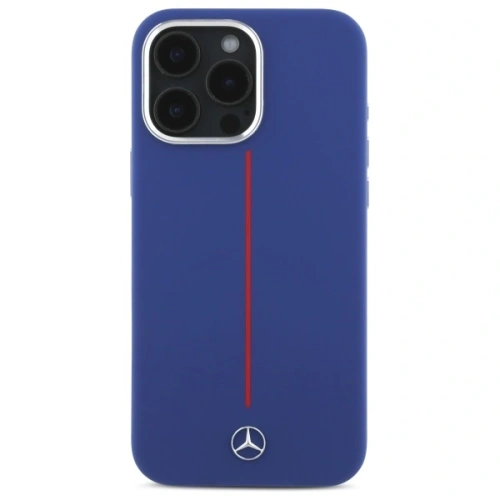 Etui Mercedes MEHMP16X23SUMRV Apple iPhone 16 Pro Max hardcase Silicone Red Stripe MagSafe granatowy/navy