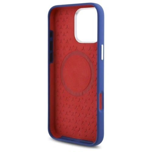 Etui Mercedes MEHMP16X23SUMRV Apple iPhone 16 Pro Max hardcase Silicone Red Stripe MagSafe granatowy/navy