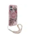 Wholesale Guess GUHMP16SHFWBRCESP Apple iPhone 16 hardcase IML Flowers With Pearl Strap MagSafe pink - GUE4152 - {ean13} - Hurt